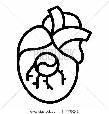 Heart Valve Implant Icon. Outline Heart Valve Implant Vector Icon For Web Design Isolated On White B