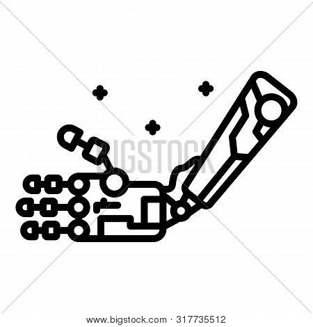 Robot Arm Icon. Outline Robot Arm Vector Icon For Web Design Isolated On White Background