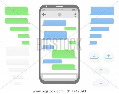 Chat And Communication Composition With Colorful Message Speech Bubbles Example Of Correspondence On