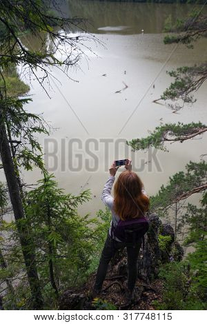 Girl  On A Mountain Lake