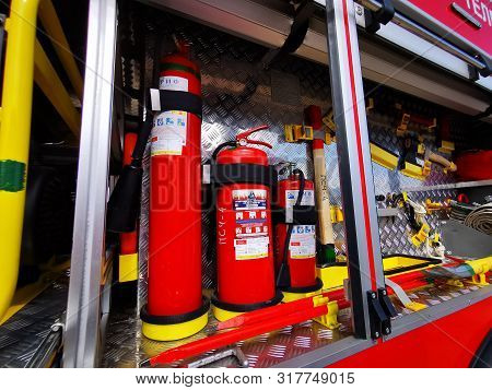 Kaliningrad, Russia - August 18, 2019: Holiday Dedicated To The 100th Devau Airport, Fire Extinguish
