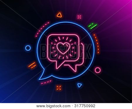 Friends Chat Line Icon. Neon Laser Lights. Friendship Love Sign. Assistance Business Symbol. Glow La