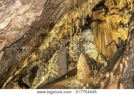 Han-sur-lesse, Belgium - June 25, 2019: Grottes-de-han 19 Of 36. Subterranean Pictures Of Stalagmite
