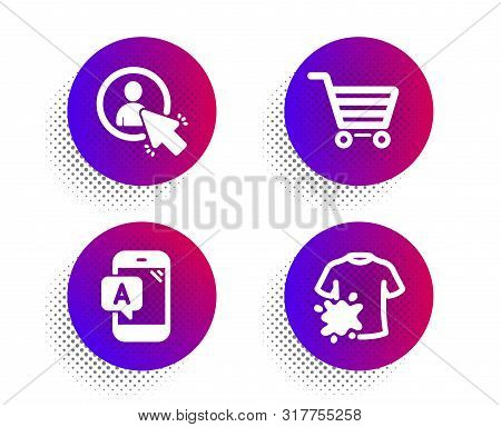 User, Ab Testing And Market Sale Icons Simple Set. Halftone Dots Button. Dirty T-shirt Sign. Project