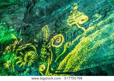 Han-sur-lesse, Belgium - June 25, 2019: Grottes-de-han 28 Of 36. Subterranean Pictures Of Stalagmite