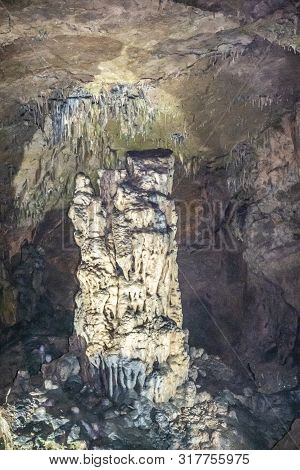 Han-sur-lesse, Belgium - June 25, 2019: Grottes-de-han 32 Of 36. Subterranean Pictures Of Stalagmite