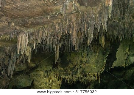 Han-sur-lesse, Belgium - June 25, 2019: Grottes-de-han 35 Of 36. Subterranean Pictures Of Stalagmite