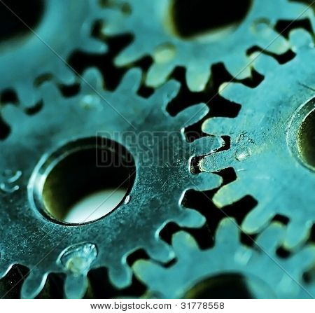 Macro detail of old gears.