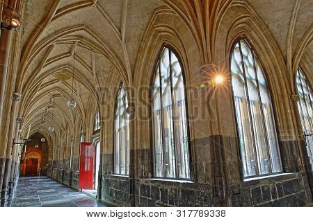 Maastricht, Netherlands - August 03, 2019: The Cloister Of The Basilica Of Saint Servatius, 11th Cen