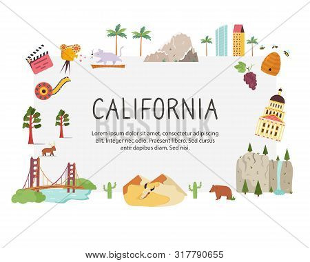 Bright Design With Famous Places Of California