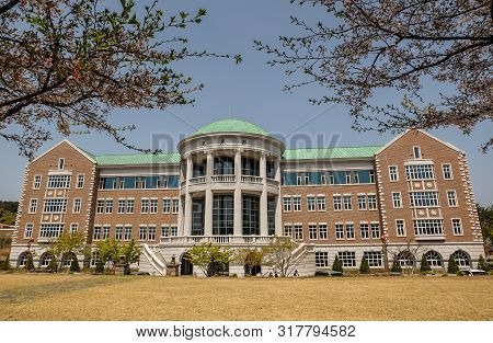 Daegu, South Korea - 6 April, 2019: Classic Building At Keimyung University In Daegu, South Korea. K