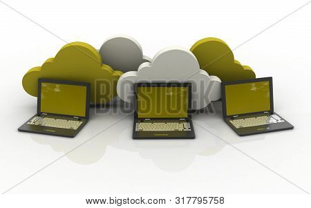 3d Rendered Data Transfering On A White Background