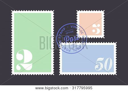 Postage Stamp. Set Of Postage Stamp, Collection Square, Circle