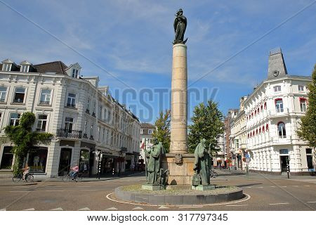 Maastricht, Netherlands - August 04, 2019: The Mariamonument (located In Wyck Neighborhood) Depicts 