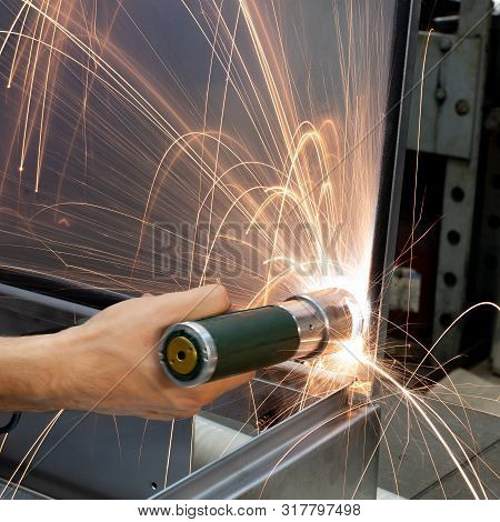 Work With Ststeel And Plazma Spark And Fire