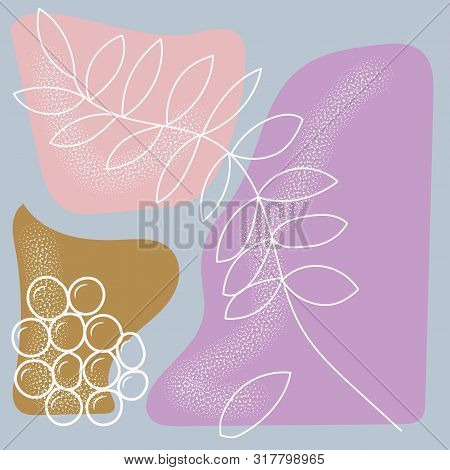 Creative Universal Aesthetic Floral Card Hand Drawn Abstract Shape Texture Modern Trendy Graphic In 