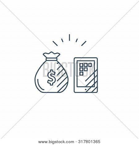 Smartphone Banking App, Mobile Phone, Finance Logo, Mono Line Vector Illustration