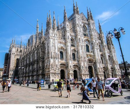 Milan, Italy - July, 29, 2019: Domsky Catholic cathidral in Milan, Italy