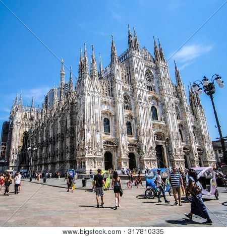 Milan, Italy - July, 29, 2019: Domsky Catholic cathidral in Milan, Italy