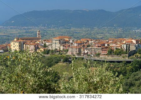 Panoramic View Of Castelnuovo Magra, La Spezia, Liguria, Italy, In Lunigiana