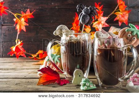 Halloween Funny Hot Chocolate With Marshmallows