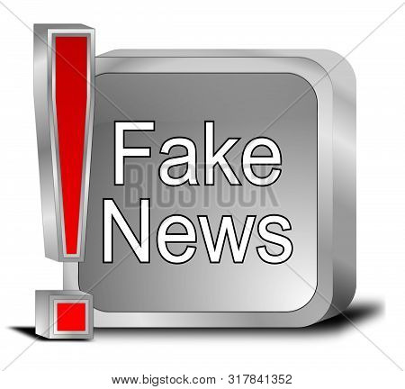 Decorative Silver Fake News Button - 3d Illustration