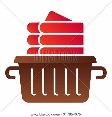 Folded Linen Flat Icon. Laundry Clothes In Basket Color Icons In Trendy Flat Style. Folded Towels Gr