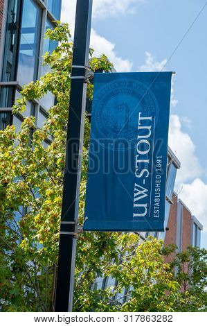 Banner And Campus Logo At University Of Wisconsin–stout