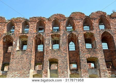 Window Openings In A Fortification Of The Medal Ragnit Lock. City Of Neman, Kaliningrad Region