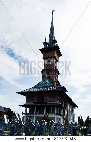 Maramures, Romania - June 18, 2019: Merry Cemetery In Sapanta Vilage, Which Is Famous For Its Colour