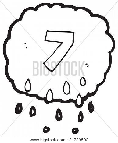 kreslený číslo 7 dešťový mrak odvlhčovač