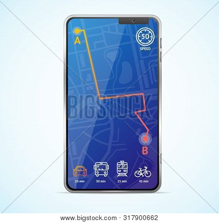 Realistic Detailed 3d City Navigation Service App Concept Include Of Mobile Phone And Location Marke