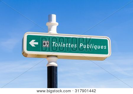 Street Sign Indicating A Public Toilette In France