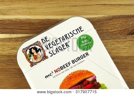 Den Haag, The Netherlands - August 19, 2019: No Beef Burger Package Of The Dutch The Vegetarian Butc