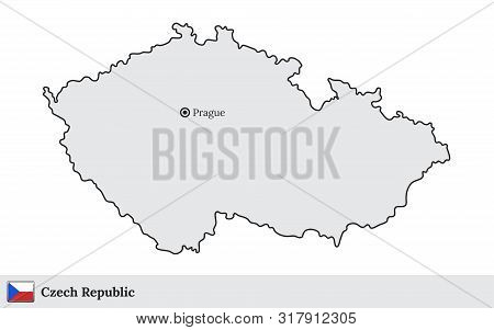 Czech Republic Vector Map With The Capital City Of Prague