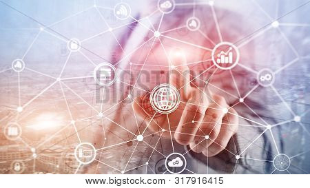 Ict - Information And Telecommunication Technology And Iot - Internet Of Things Concepts. Diagrams W