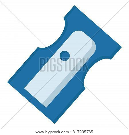 Blue Pencil Sharpener. Modern Flat Cartoons Style Vector Illustration Icons. Isolated On White Backg