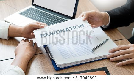Businessman Sending Resignation Letter To Employer Boss Including About Resignation From Positions A