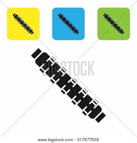 Black Hunting Cartridge Belt With Cartridges Icon Isolated On White Background. Bandolier Sign. Hunt