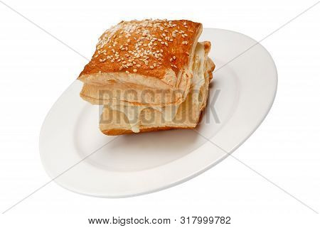 Homemade Cheesy Roll Isolated On White Background