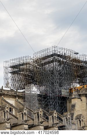 Paris Notre Dame Cathedral Church Re-construction Work After Fire