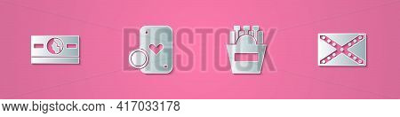 Set Paper Cut Stacks Paper Money Cash, Casino Chip And Playing Cards, Potatoes French Fries Box And 