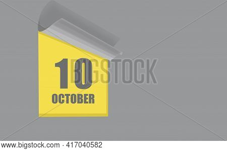 October 10. 10th Day Of The Month, Calendar Date. Gray Numbers In A Yellow Window, On A Solid Isolat