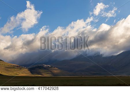Castelluccio village in National Park Monte Sibillini, Umbria region, Italy