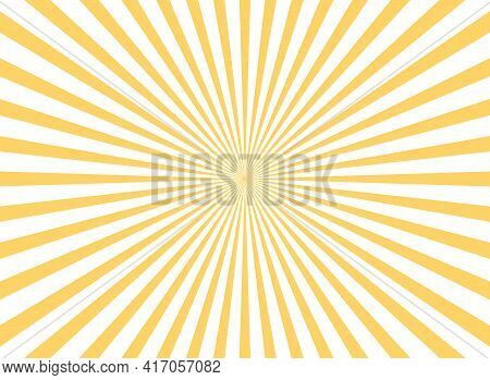 Sunlight Rays Horizontal Background. Bright Orange Color Burst Background. Vector Illustration. Sun 