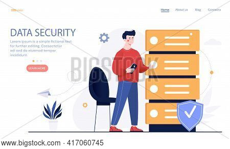 Digital Data Security. Data Storage And Analysis Services In Database, Computing Support And Big Dat