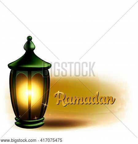 Vector Illustration Of A Lantern . The Muslim Feast Of The Holy Month Of Ramadan Kareem.