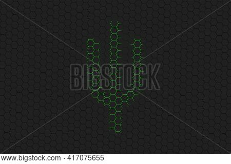 Psi Sign. Psi Letter, Greek Alphabet Symbol, Green Hexagon