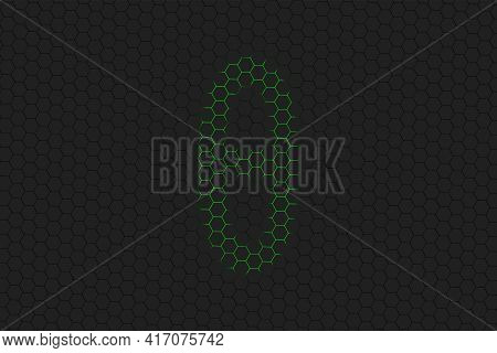 Theta Sign. Theta Letter, Greek Alphabet Symbol, Green Hexagon