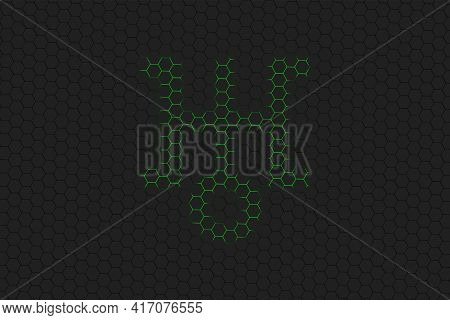 Symbol Of Uranus, Uranus Sign, Astrology Uranus Planet, Green Hexagon